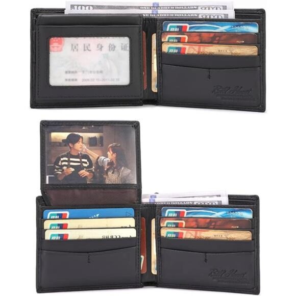 Chain Wallets for Men, RFID Blocking Genuine Leather Bifold Wallet - Picture 5 of 8